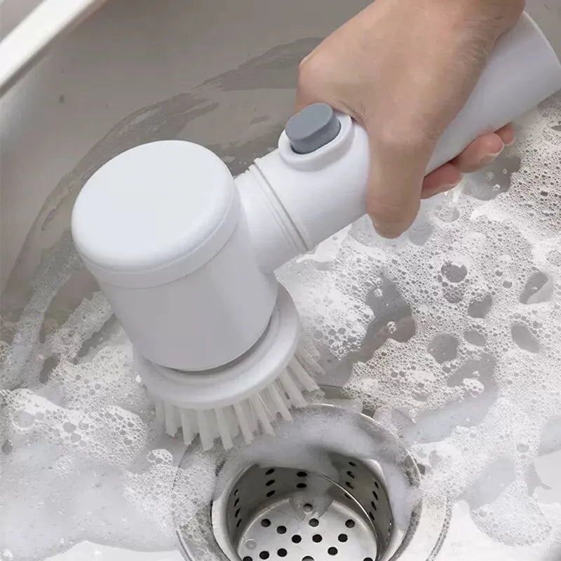 Escova de limpeza Elétrica Portátil 5 em 1 para cozinha e banheiro - Sem Fio e recarregável