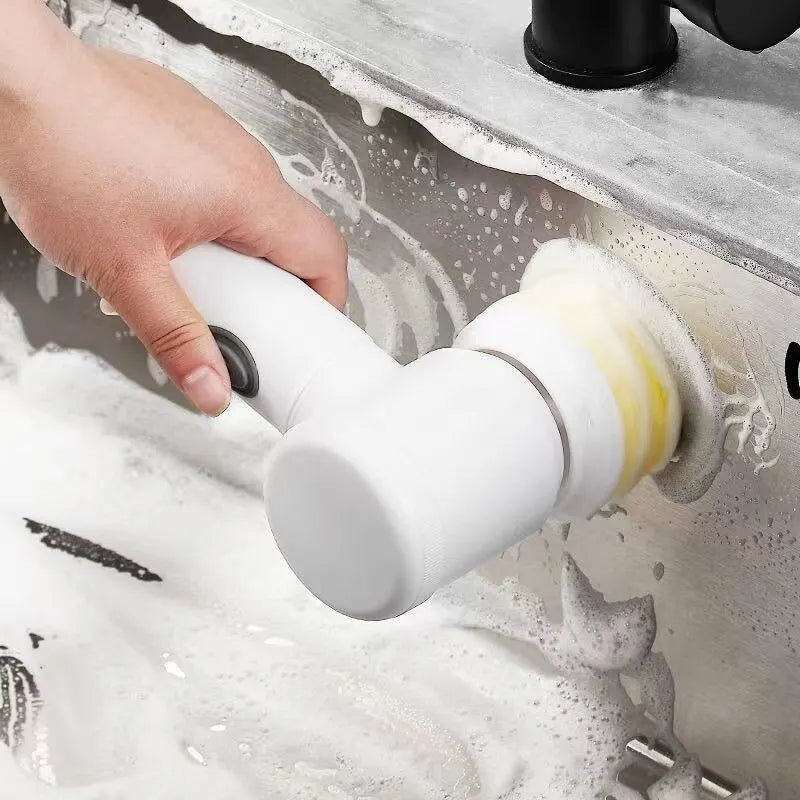 Escova de limpeza Elétrica Portátil 5 em 1 para cozinha e banheiro - Sem Fio e recarregável